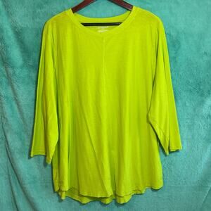 Westbound Woman 3XL Three Quarter Sleeve Tee Green Yellow